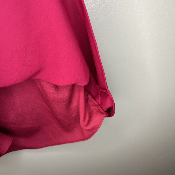 Halston Heritage Flowy Mini Dress Off The Shoulder Ruffle Trim Pink Women’s 2 - Picture 8 of 13